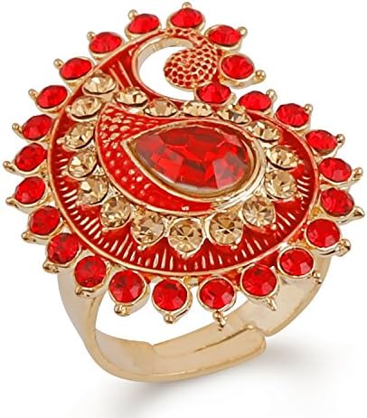 V. K. JewelsRing for Women (Gold,Red)(vkfr2947g-red)