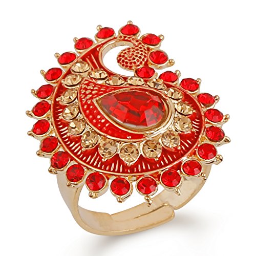 V. K. JewelsRing for Women (Gold,Red)(vkfr2947g-red)