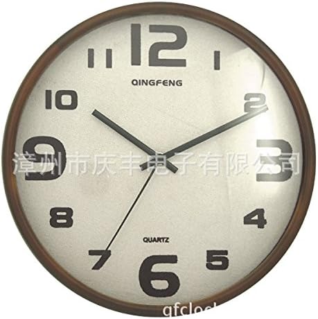AYYA Living Room Wall Clock Simple Wood Wall Clock Creative Burlap Clock Wood Wood Fashion Living Room Round Frame 12W40NA-M2