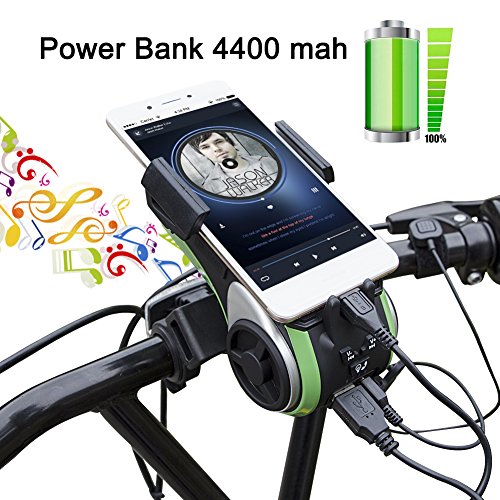 Multifunktions Staub- und wasserdicht IP66 Fahrradlicht – Milool Kabellos Fahrrad Lautsprecher mit Powerbank und Fahrradzubehör(Green) - 3