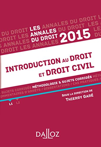 Télécharger Annales Introduction au droit et droit civil 2015 PDF Ebook En Ligne