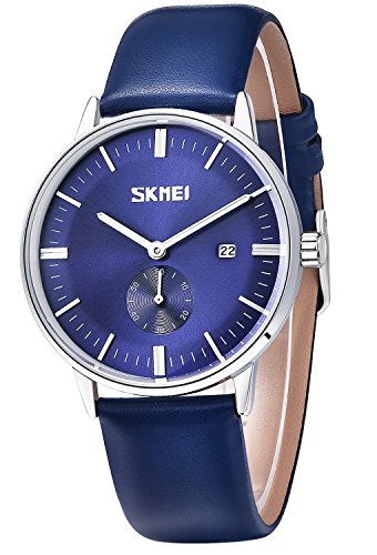 Inwet Herren Quarz Armbanduhr mit Blau Zifferblatt Analoge Anzeigen und Blau Leder Armband,Datum Anzeigen Inwet Herren Quarz Armbanduhr mit Blau Zifferblatt Analoge Anzeigen und Blau Leder Armband,Datum Anzeigen