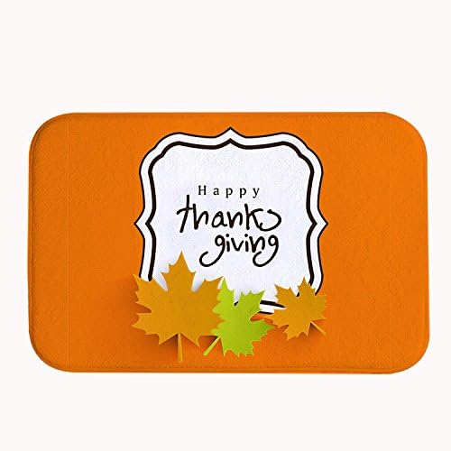 Whiangfsoo Happy Thanks Giving Day Pumpkin Pie On Orange Bathroom Decor Super Absorbent Bath Mat 16" x 24"