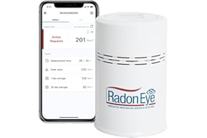 ECOSENSE INC. Ecosense RD200 RadonEye, Home Radon Detector, Fast Capture of Fluctuating Levels, Short & Long-Term Real-time Continuous Monitoring with Trend Charts