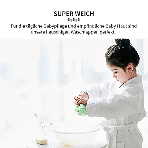 6er Pack Baby Waschlappen Super weich 25/25cm 100% Bambus-Baumwolle, von Future Founder - 6