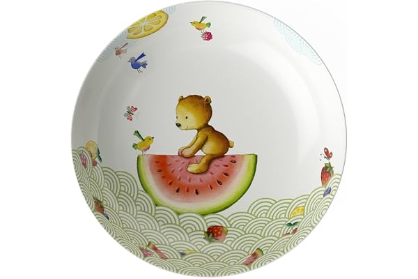 Villeroy & Boch - Hungry as a Bear djup barntallrik, 19 cm, premium porslin, vit/färgglad