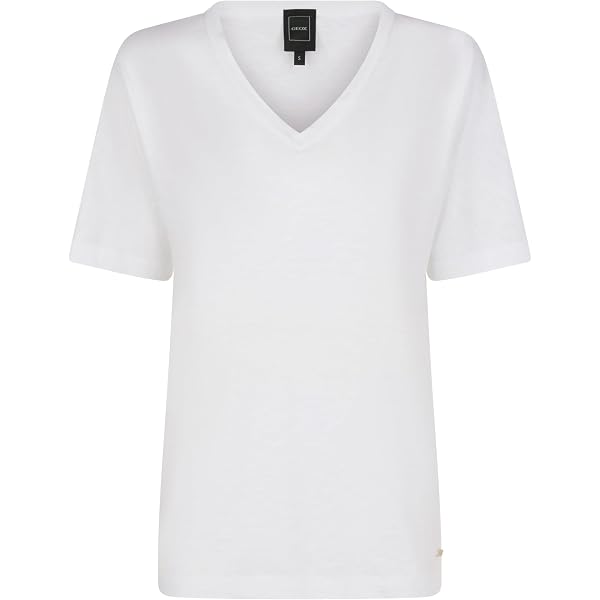 Geox Maglietta Donna A Manica Corta - T-shirt In Cotone Con Scollo A V E Sistema Traspirante Brevettato