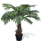 Altura total: 80 cm vidaXL Palmera Cycas Artificial Aspecto Natural En Maceta 80 cm Decorativo