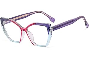 kachawoo TR90 Blue Light Blocking Gläser mit Frühlingsbein Cat Eye Polygon Bunte Rahmen Brillen Mode Rezept OL Eyewear