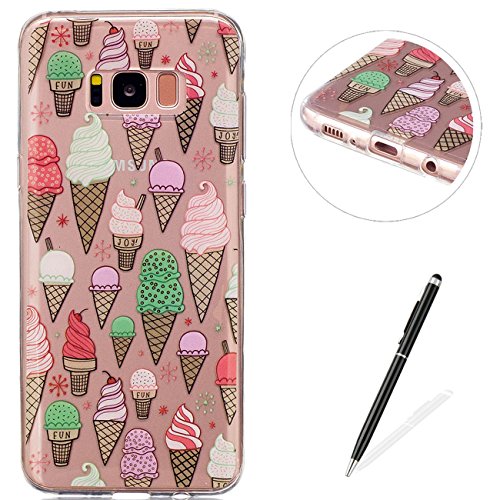 Samsung Galaxy S8 Plus Hülle,MAGQI Transparent Ultra Dünn Gel TPU Bumper Tasche mit Bunter Cartoon Design [Kratzfeste,Scratch-Resistant] [Crystal Clear] Weiche Silikon Gummi Schutzhülle [Frei Stylus Pen] 360 edge protection für Samsung Galaxy S8 Plus - Eis