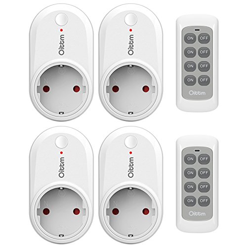 Preisvergleich Produktbild Oittm 4 Steckdose mit 2 Fernbedienung