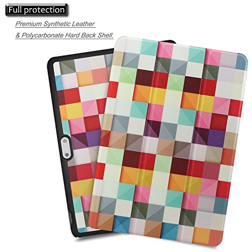 YunTab 3G Tablet 10.1 Zoll/ACEPAD A101 (10.1″) TABLET PC Hülle Case, Infiland Ultra Dünn Tri-Fold Muschel PU Leder Schlank Superleicht Ständer Shell Cover Schutzhülle Etui Tasche für 10.1″ Android Tablet-PC Inklusive XIDO X111, 10 Zoll Tablet Pc(25,7 cm), Artizlee 10 Zoll (10.1″) Tablet PC ATL-21L 1280×800, XIDO Z120/3G Tablet Pc 10 Zoll(Überprüfen Sie bitte die Details der kompatibelen Tablet-Modell-Liste in Produktbeschreibung)(Farbige Quadrate) - 3