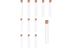 JEUFUN 10PCS Plastic Test Tubes,Clear Plastic Test Tubes with Cork Stoppers,16*100mm Transparent Sealing Storage Plastic Test Tubes,lastic Tubes with Lids for DIY Craft Spices Liquids Sweets Candy Seeds