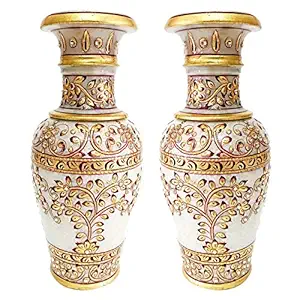 Handicraft Kingdom White Marble Flower Pack of 2