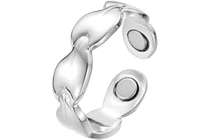 QKEOISUD Calmi Ring for Women, Pure Copper Adjustable Powerful Natural Calmi Women's Energy Balance Relieve Anxiety Opening Ring, Menopausal Accessory (Silver)