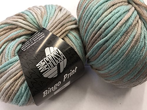 Lana Grossa Bingo Print 362 Mint/Natur/Grége 50g