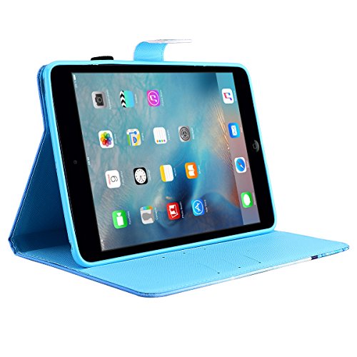 HB-Int 3 in 1 Standfunktion Hülle für iPad Mini 1 / 2 / 3 Flip PU Leder Schutzhülle Blau Meer Wallet Case Brieftasche Kartenfächer Ledertasche Magnetverschluss Schale Beschützer Haut Lederhülle Book Style Holder New York City Etui Protective Cover Dünn Slim Cover Bumper Zubehör mit Stylus Pen + Staub Steckere - 6