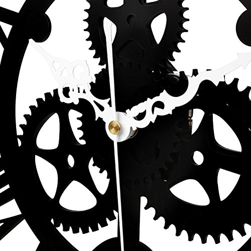 SOLEDI Wanduhr Europäische Vintage künstlerische Industriegetriebe Handarbeit 3D Dekorative Zahnrad (schwarz) - 5