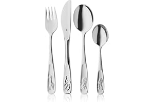 ‎WMF WMF Tiere Kinderbesteck Set Set 4-teilig, Kinderbesteck Edelstahl, Besteck Kinder ab 3 Jahre, Cromargan poliert, Universalverpackung