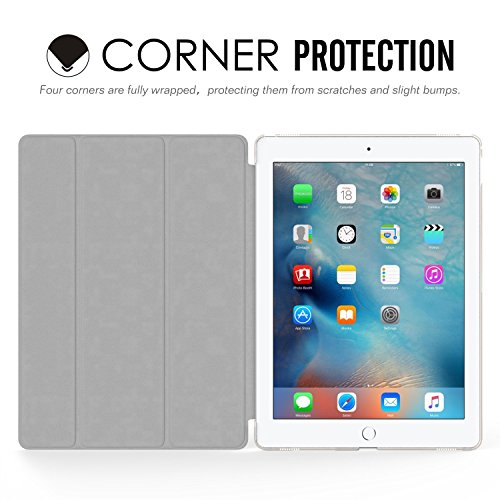 MoKo Hülle für iPad Pro 9.7 – PU Leder Tasche Schutzhülle Schale Smart Case mit Translucent Rücken Deckel, mit Auto Schlaf / Wach Funktion und Stanfunktion für Apple iPad Pro 9.7 Zoll Tablet, Grau - 5
