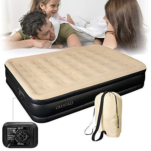 Crystals Inflatable High Raised Double Air Bed Mattress With Builtin Electric Pump