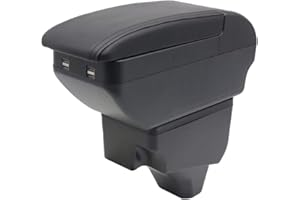 KAERGK Scatola bracciolo a doppio strato per Peugeot 208 2018-2021 Scatola portaoggetti per console centrale con 4 porta USB, accessori portabicchieri nero