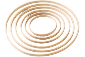 Fezf 6 Anelli Di Legno Per l'Artigianato, Anello Di Legno Macramè, 6 Misure Di Anelli Di Legno Per l'Artigianato, Anelli Acchiappasogni, Forniture Macramè Per La Ghirlanda Nuziale Di Natale (8-20 Cm)