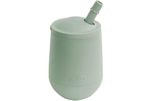 ez pz Mini Cup + Straw Training System - 100% Silicone Training Cup for Infants + Toddlers - Designed by a Pediatric Feeding Specialist - 9 Months+ (Sage)