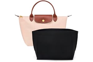 lumanothy Organizer per borse con tasca multipla, in feltro, per Longchamp, polene, borsa per la spesa, Nero, S