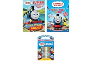 MARJEN Thomas and Friends Colouring and Activity Set - Colour by numbers with 6 pens, a colouring book with over 30 pages, and a Jumbo Colouring book with 60 pages, along with mazes, puzzles and Dot-to-Dot.