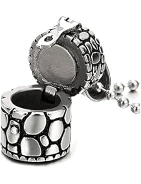 Vintage Zylinder Pille Box Denkmal Medaillon Anhänger Edelstahlkette für Herren Damen