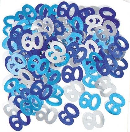 Blue Glitz 60 Table Confetti - 60th birthday/60th anniversary - blue/silver - 14.1g bag