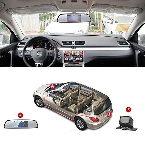 ROGUCI Dax 4.3 Zoll Farbe Rückfahrkamera LCD Nachtsichtgerät Kamera Webcam Auto Rückfahrkamera Kamera + 4.3″ Innenspiegel /Rückspiegel TFT LCD Monitor Fernbedienung & Standfuß Für Auto Rückfahrkamera monitor - 7