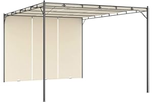 Festnight Gazebo Pergola da Giardino 3x3m/3x4m Telo Scorrevole Poliestere Impermeabile Struttura in Acciaio con Tetto a Scomparsa Antracite/Crema