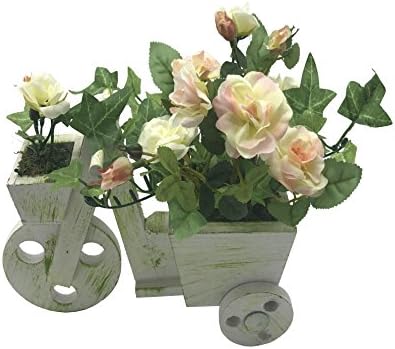 ChosenTech Artificial Fake Bicycle Flowers, Wooden bike Plastic Flower for Gift, Arrangements Bridal, Home, Bedroom, Floor, Garden, Office, Wedding, Party &amp; Decor (White)