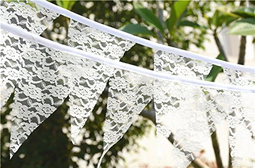 Musuntas 2.3m Lace Leinen Vintage Bunting Gewebe-Fahne Shabby Chic Dreieck Wimpel Girlanden Hochzeits Geburtstags Party Dekoration - 2