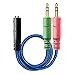 Produktbild AOSO 3,5mm Audio Klinke Y Kabel Adapter 1 x 3,5mm 4 Position Buchse 2 x 3,5mm 3 Position Stecker für PS4 PC Gaming Headset - Schwarz und Blau