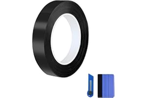 Heinaroman Film Vinyle de Covering Voiture, Protection Seuil de Porte Voiture 3 x 914.4CM Covering Noir Brillant Autocollant Adhésif Film de Protection Chrome Delete pour Voiture Extérieure, Moto