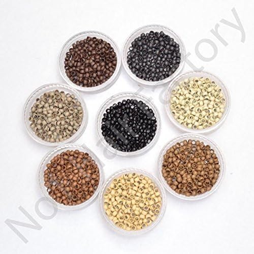 Silicone Lined Nano Rings Beads for use with Nano Tip Hair Extensions New - Brown - Amount-400