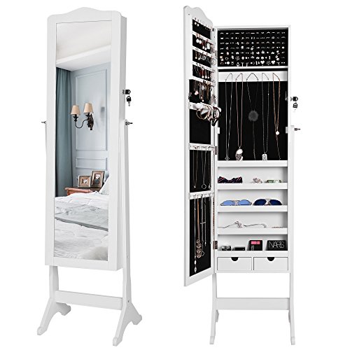 Songmics 158 x 41 x 38 cm Schmuckschrank Weiß für Ketten Ringe Ohrringe JBC82W - 4