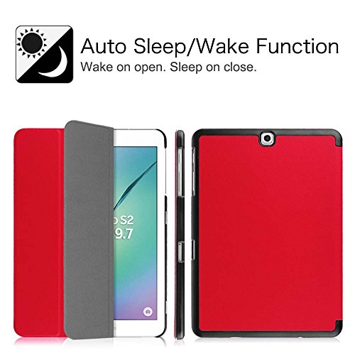 Fintie Samsung Galaxy Tab S2 9.7 Hülle Case – Ultra Schlank Superleicht Ständer Smart Shell Cover Schutzhülle Tasche mit Auto Schlaf / Wach Funktion für Samsung Galaxy Tab S2 T810N / T815N / T813N / T819N 24,6 cm (9,7 Zoll) Tablet-PC, Rot - 3