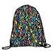 Produktbild gthytjhv Designed Leaves Sackpack Rucksack mit Kordelzug Waterproof Sportrucksack Daypack for Men Women Colorful letters7 Lightweight Unique 16.9x14.2