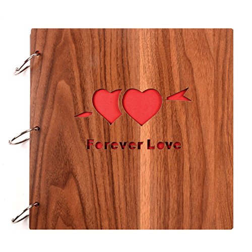 Ailiebhaus   lbum de fotos de madera DIY regalo de cumplea  os del libro de recuerdos del aniversario 26   26 cm  Amor para siempre 