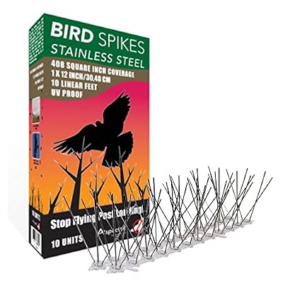 Aspectek anti-oiseaux en acier inoxydable 10 pieds (3 mètres) Dispositif dissuasif parfait pour les oiseaux (sans colle)