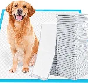 Pet Puppy Training Pads 60 * 60 cm 50 Pieces [Updated Adhesive Floor Strips] Medium Size Pads Suitable for Puppies & Small Size Breeds, Rapid Dry Leek Proof, White Color Pads