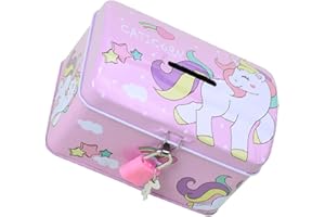 STOBOK Hucha Unicornio Hucha Niños Hucha Hojalata Metal Hucha Caja de Ahorro de Dinero Tarro de Monedas para Niños Regalos para Niños Decoración del Hogar ( Estilo Aleatorio )