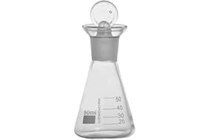 Napacoh Conical Flask, 50-1000ml Thick Wall Lab Glass Flared Open Triangle Conical Flask with Stopper 50ml