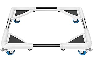 DAILYLIFE Chariot mobile avec 4 roues verrouillables – Support réglable pour machine à laver avec base de réfrigérateur, chariot de déménagement, coin rond [Nouvelle version]