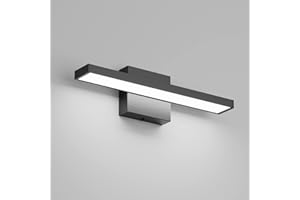 Klighten Lampa łazienkowa LED 40 cm, 12 W 1080 lm, lampa łazienkowa z lustrem, IP44, nowoczesna łazienka, 6000 K zimna biel, 60 diod LED, 110-240 V, czarna