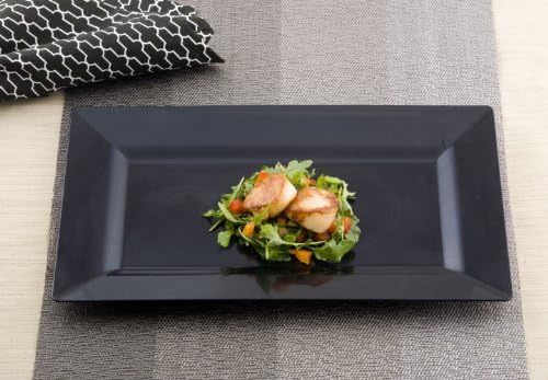 10 x Heavy Duty Plastic Black Serving Trays 9.5" x 6.25"